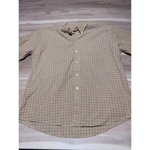 Gitman Bros Button Down Shirt Mens L Green Purple Check Short Sleeve Made in USA